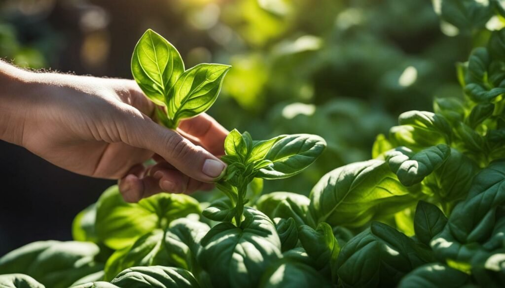 cosecha de albahaca