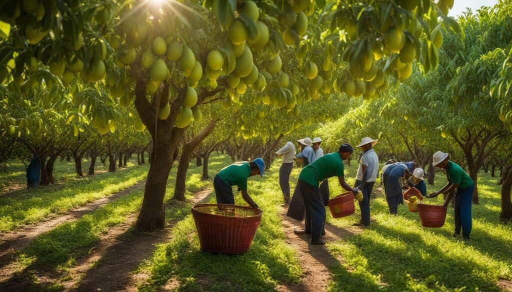 cosecha de los pomelos