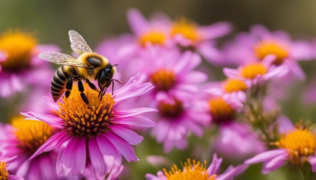 abeja polinizando una flor