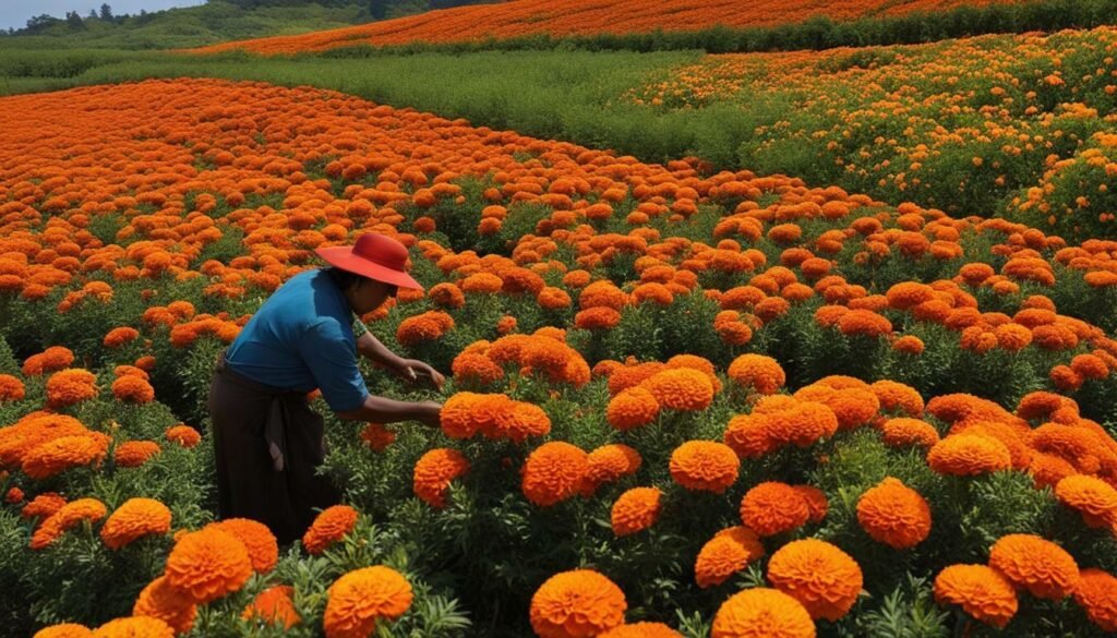 cultivo de flor de cempasúchil